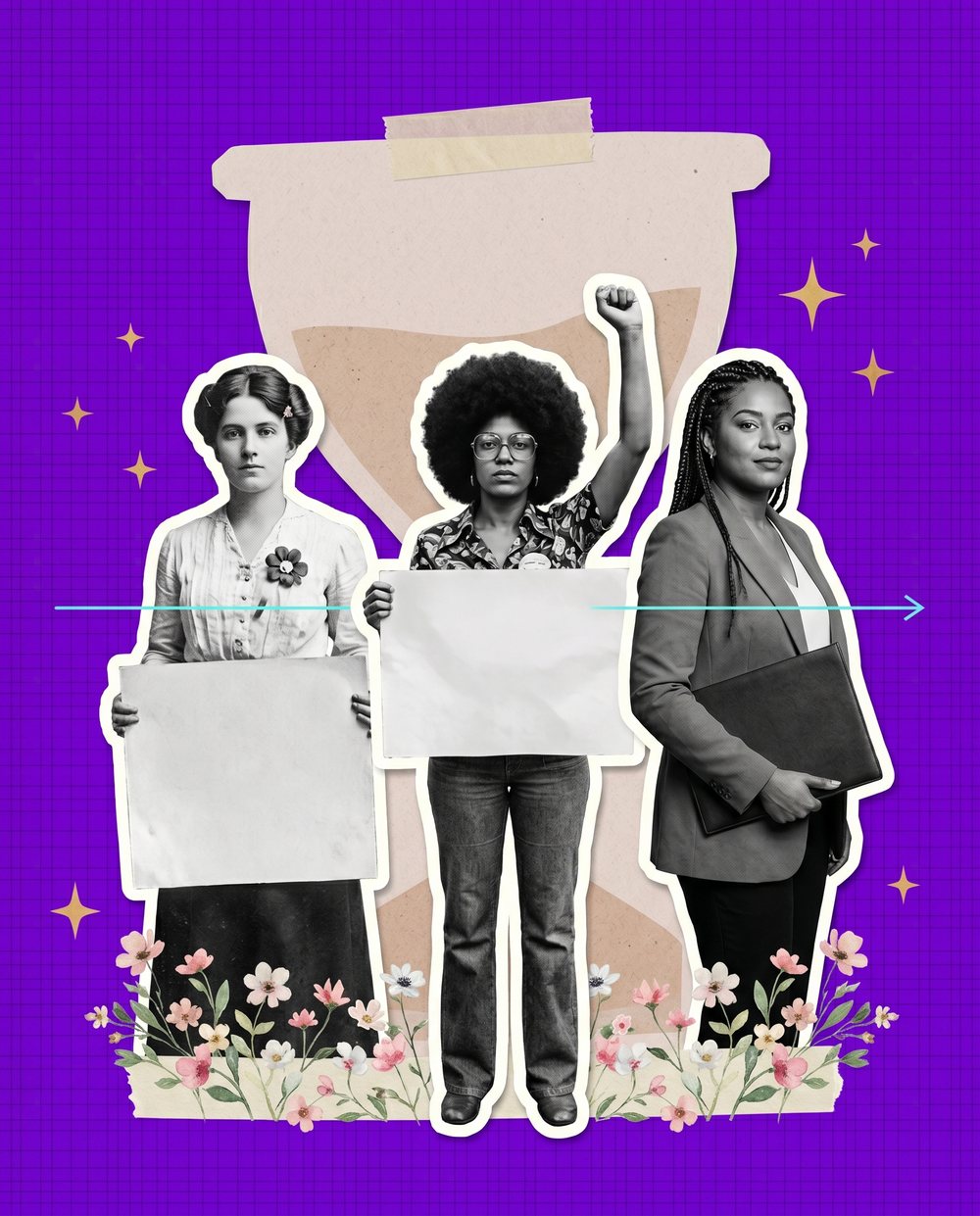 Colagem editorial: construção histórica dos direitos das mulheres